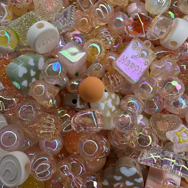 Kawaii Creations Fairy Dust Collection Beads Orange Peach Color DIY with Assorted Designs and Shapes