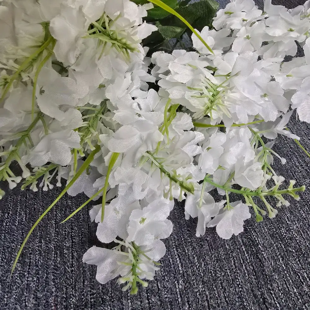 Artificial White Cherry Blossom Bundle, Plastic Flowers with Stems and Green Leaves