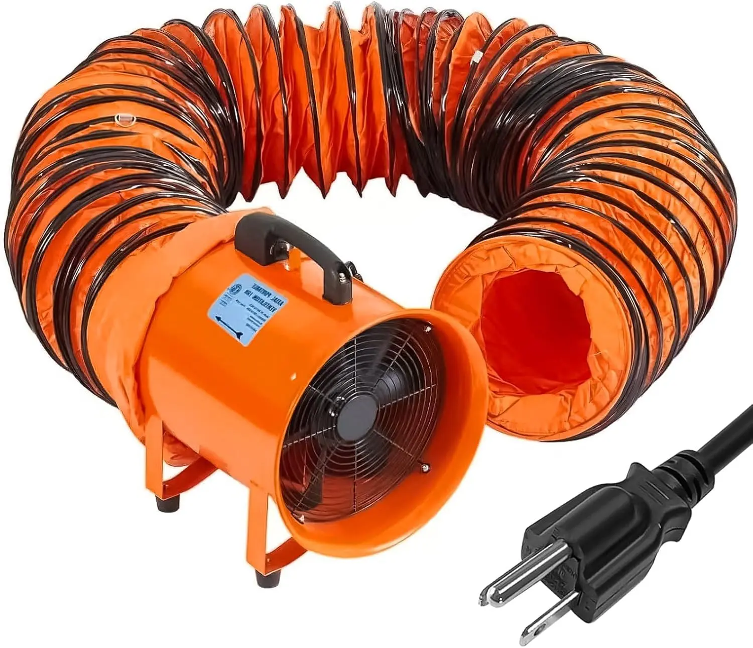12 in Utility Blower Exhaust Fan with 32.8/16.4 ft Duct, 3500 r/min & 3500 CFM Heavy Duty Blower Fan, High Velocity Low Noise Extraction and Ventilation Fan for Ventilating Workshops, Confined Space