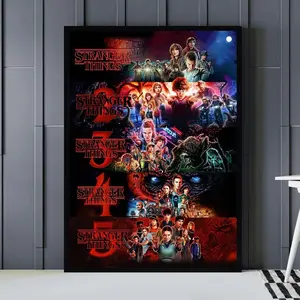 Graphic Vintage Art All Season 1-5 Stranger Poster Wall, Gift Decor Home Bedroom Decor, Will Byers Steve Harrington Eleven BQA