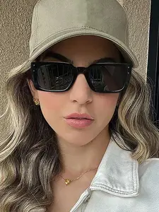 Unisex Rectangular Frame High Quality Sunglasses, Trendy Casual Style, Lightweight Durable Design, Perfect for Vacation Outdoor Activities