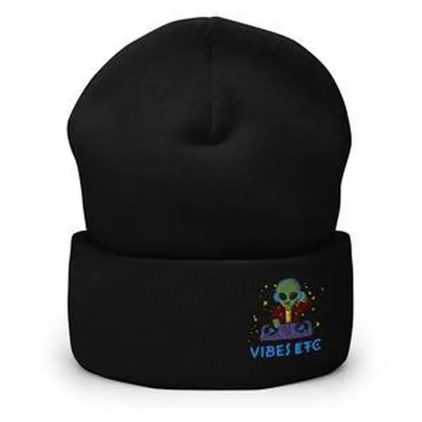 alien disc jockey embroidery | cuffed beanie
