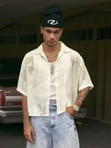 Men's Casual Loose-Fit Short Sleeve Shirt, Casual Design Floral Pattern Button-Down Collar Top, Summer Fashion Street Style Outdoor Wear, Menswear