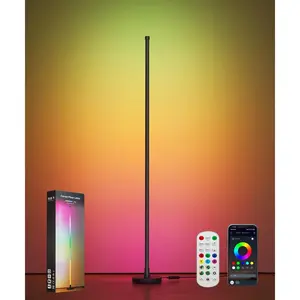 Smart RGB LED Corner Floor Lamp, Color Changing Standing Lamp with 16 Million Colors, Music Sync Ambient Lighting,Remote & App Control Modern Floor Lamp for Living Room, Bedroom, Gaming Room Decor