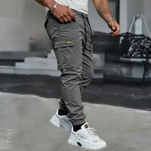 Men's Work Pants, Solid Color Multi-Pocket Design Casual Outdoor Sports Trousers