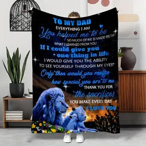 Father's Day Print Fleece Blanket – Lightweight and Soft, Reversible All-Season Throw for Men, Perfect for Camping, Travel, and Home Decor – A Thoughtful Gift for Dad