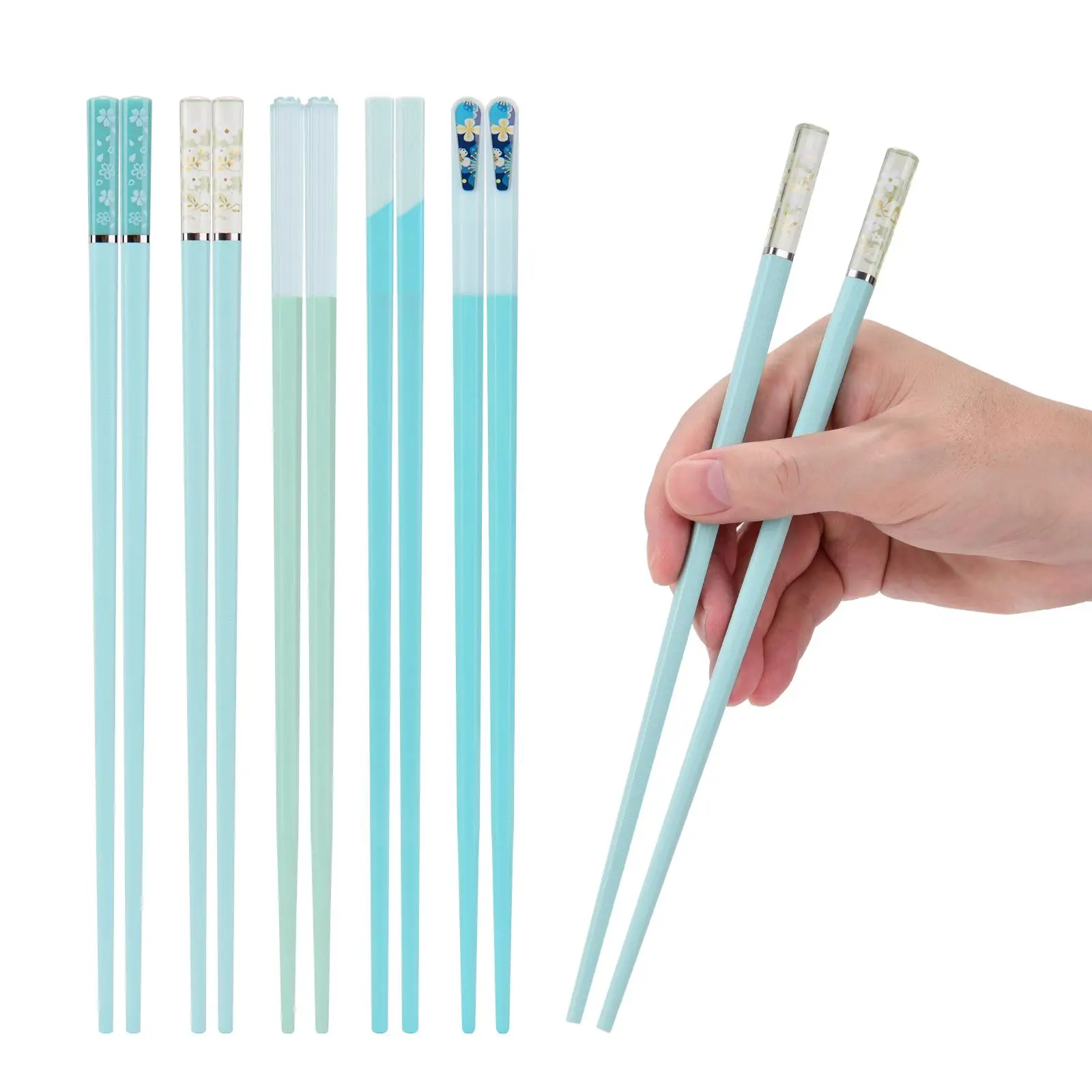 Reusable Chopsticks for Ramen Noodles, 5 Pairs Durable Non-slip Dishwasher Safe Chopsticks, Home Kitchen Tableware, Kitchen Accessories, Essential Ite