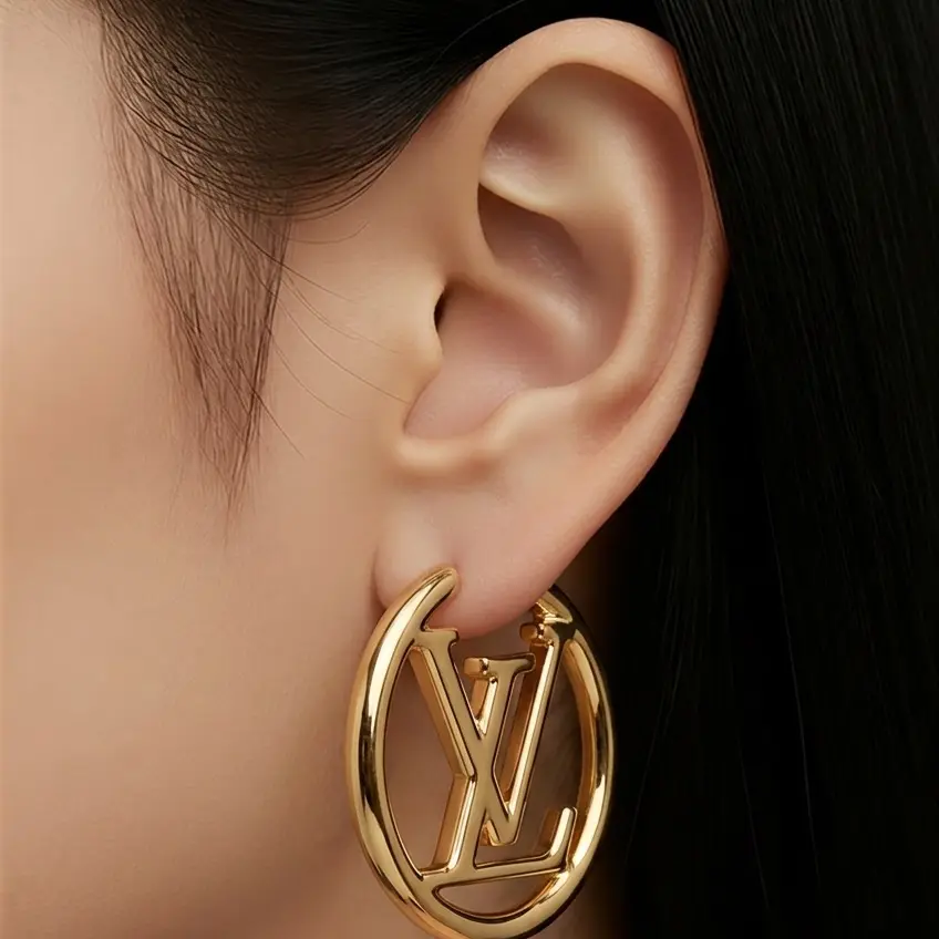 Pre-owned LOUIS VUITTON Louis Hoop Earrings GM