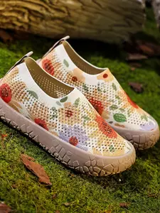 Women's New Festival Floral Fruit Print Casual Shoes, Lightweight Anti-Slip Breathable Slip-On, Multiple Colors, Perfect for Vacation Music Festivals Daily Travel