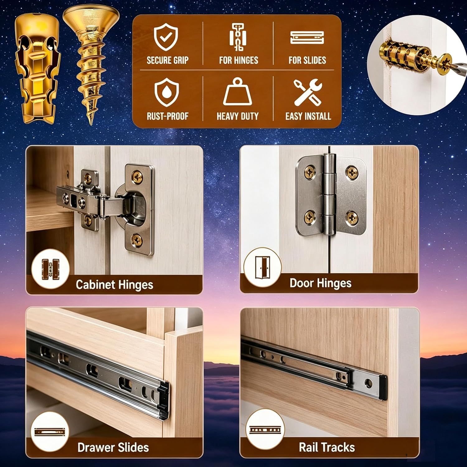 Door Hinge Thread Repair Screws, 6×14mm Short Expansion Wall Anchors, 60Pack/120Pack Stripped Thread Hole Fixer for Cabinet, Tile, Stone & Partition Hinge Mounting Door Hinge Thread Repair Screws, 6×14mm Short Expansion Wall Anchors, 60Pack/120Pack Stripped Thread Hole Fixer for Cabinet, Tile, Stone & Partition Hinge Mounting
