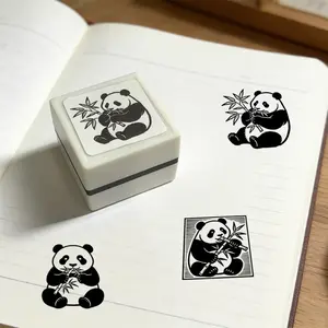 Panda Eating Bamboo Stamp, Panda Seal, Animal Stamp for Gifts, Journal Stamping, Gift Box Decoration, Unique Marking Stamp