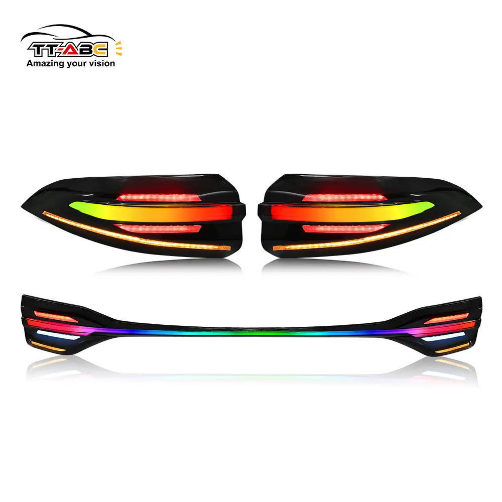 TT-ABC RGB LED Rear Taillights Assembly with ABS, PC & LED Display for 2020-2024 Toyota Corolla - Handmade DRL Parking Lights, Sequential Indicator, Start-Up Animation, Warranty, Automotive Accessory