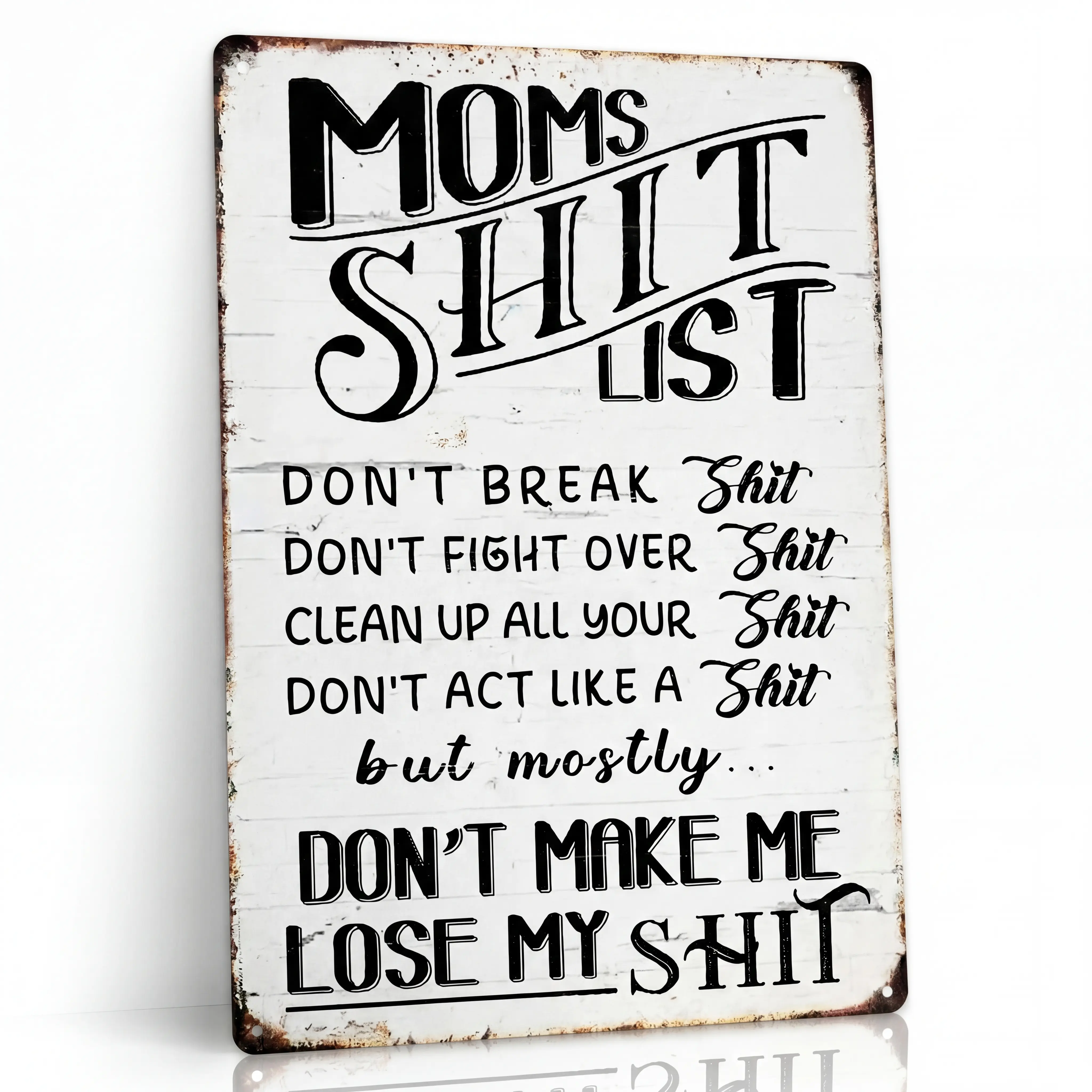 Funny Home Sign, Mom's Shitty List Kitchen Sign, Kitchen Door Wall Decor, Home Decor Accessories, Door Hanging Sign