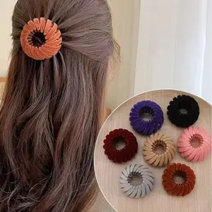 7-piece set Lazy Bird's Nest Hair Bun Maker New Velvet Surface Hair Ring Bun High Ponytail Magic Tool Stretchable Claw Clip Ponytail Hairstyle