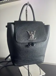 Pre-owned Calfskin Leather Backpacks Louis Vuitton Black Calfskin Lockme Mini Backpack