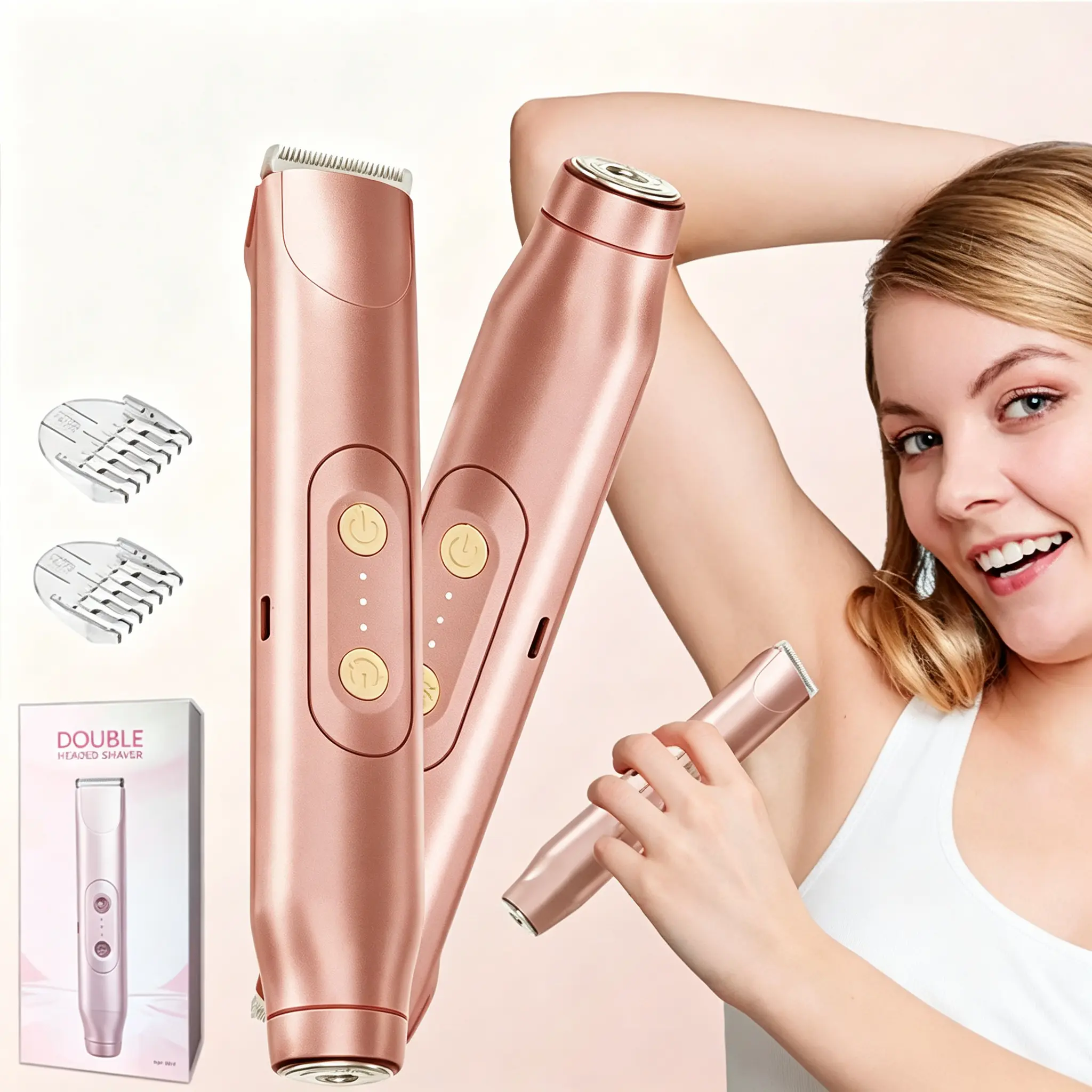 Electric Hair Removal Device Rechargeable Dual Head Hair Remover for Body Legs Arms Face and Sensitive Areas Smooth Removal Experience Efficient Hair Removal in Fewer Passes Simple Cleaning and Comfortable Daily Use