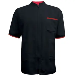 Vincent 2 Tone China Collar Barber Jacket - Black [M-XL] # VT2217