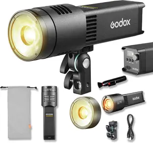 Godox RS100Bi 100W Bi-Color LED Video Light, Portable COB Photography Light, 2800K-6500K, CRI/TLCI 98, 28,600 Lux@1m, Built-in Battery, APP/DMX Control for Studio, Video, Streaming