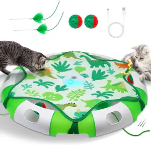 BENTOPAL Automatic Interactive Cat Toy with Moving Feather & Chirping Sound | Motion Activated Track Toy for Indoor Cats, USB Rechargeable, Bonus 2 Cat Bell Balls