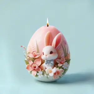 Easter Egg Rabbit Candle Silicone Mold, Adorable Bunny Flower Embossed Aromatherapy Mold, Perfect for DIY Crafts and Home Decor