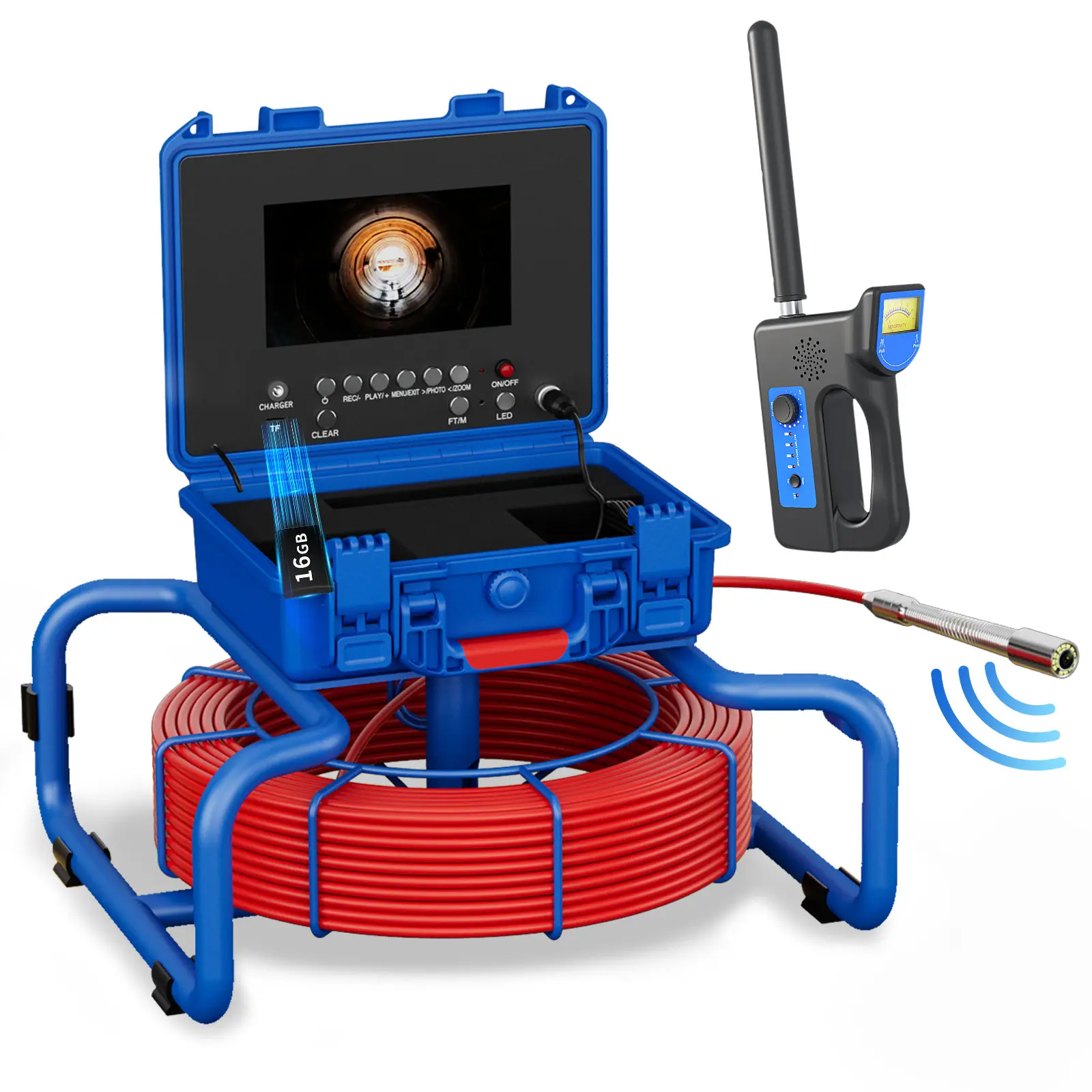 【Summervibes】Sewer Camera with Locator 100ft 7" HD Screen Self Leveling Distance Counter Drain Pipe Inspection Camera Video Audio Recording Snake Camera with Light Included 32GB Card Automotive Scan Tool Automotive Oscilloscope Multimeters Diagnostic Tool