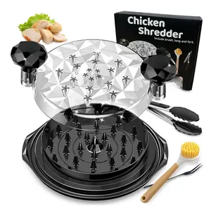 New Deal, 3 - in - 1 Pro Chicken Shredder Tool Twist - Large Meat Shredder with Cleaning Brush, Tong & Fork - Heat Resistant, Dishwasher Safe & Anti Slip - Chicken Breast Shredder for Steak Pork Beef, Chicken