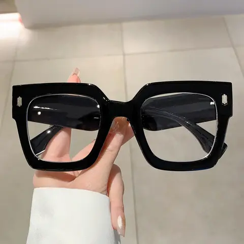 1 Pair Eyeglasses for Everyday Use, Summer Vintage Oversize Square Frame Fashion Eyewear, Classic Fashion Glasses, Retro All-match Travel Accessories, Stylish Square Frames, Trendy Frames, Fashionable Frames Glasses