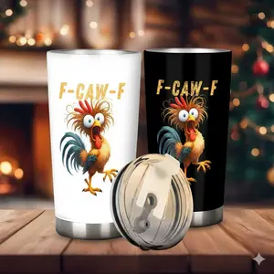 [BNB Gift 2025] F-CAW-F Funny Rooster Tumbler 20oz – Chicken Lover Stainless Steel Cup, Farm Animal Humor Drinkware, Perfect Gift for Friends, Family & Coworkers