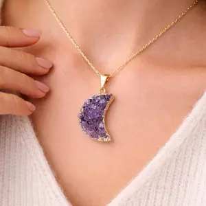 Handmade Amethyst Moon Necklace