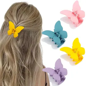 Butterfly Hair Clips - 4 Pcs Cute Non-Slip Clamps with Strong Grip for Women and Girls, 2.6" Matte Jaw Clips for Thin and Medium Hair Accessories Atoden