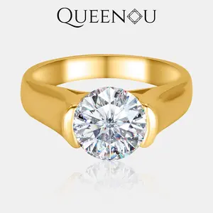 【921】Classic Round Cut 2CT Synthetic Moissanite Ring