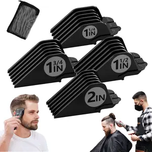 4 Pcs Extra Long Hair Clipper Guide Combs, 1.25/1.5/1.75/2 Inch ABS Replacement Guards,#10#12#14#16 Black Trimmer Combs for Standard Full Size Clippers