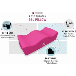 BBL Pillow After Surgery for Sitting - Brazilian Butt Lift Recovery Must Haves, Butt Pillow for Sitting After Surgery, Pain & Pressure Relief for Home, Office, Driving, BBL Supplies & Accessories Pink