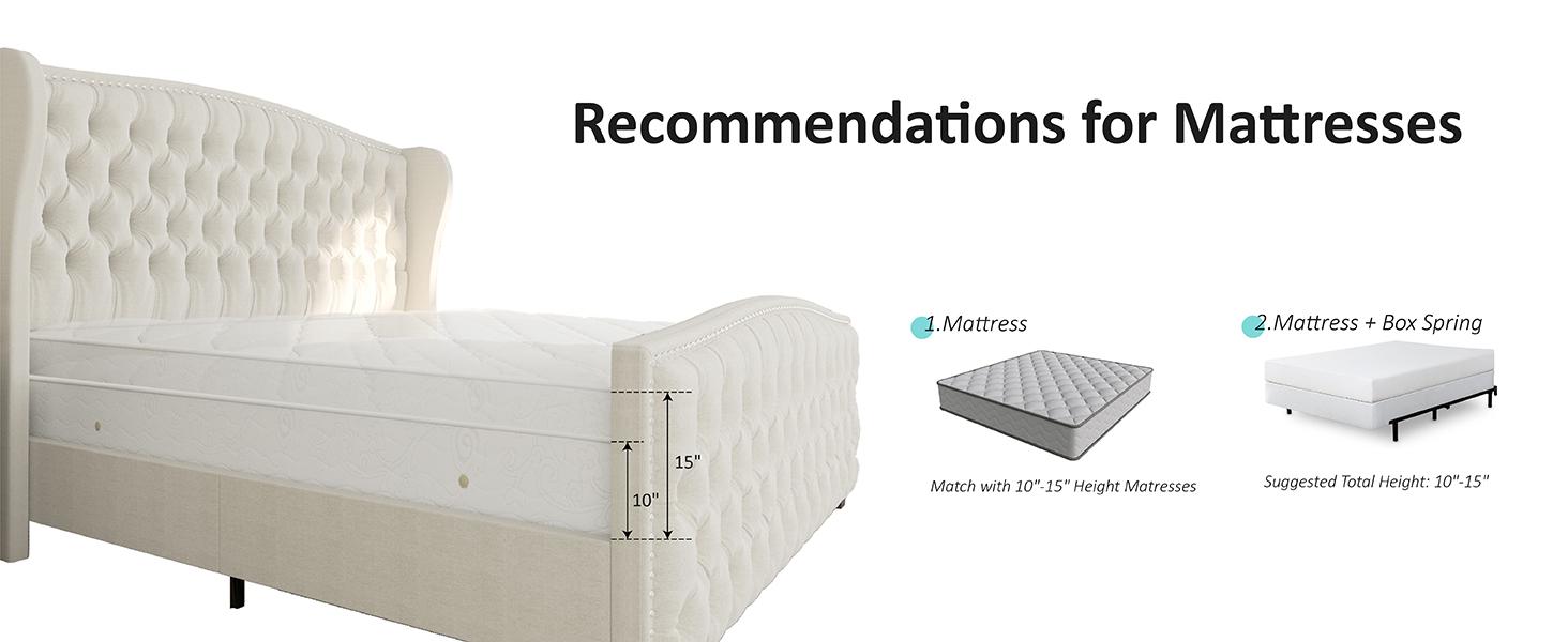 AMERLIFE Platform Bed Frame, Velvet Upholstered Bed with Deep Button Tufted & Nailhead Trim Wingback Headboard/Hardwood Slats/Durability&Sturdy/No Box Spring Needed/Queen/King/California King Size/Best Gift Ideas/Christmas Gifts