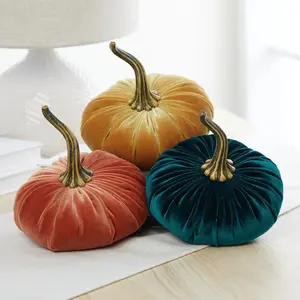Large Velvet Pumpkins Set of 3, Fall Wedding Centerpiece, Modern Rustic Wedding Decor, Mantle Decor, Thanksgiving Decor, Best Selling Item YourHeartsContent