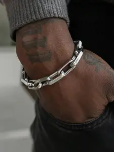 Men's Trendy Cuban Chain Bracelet, Hip-hop Style OT Buckle Bracelet, Fashion Jewelry for Party, Daily Clothing Decor, Trendy All-match & Exquisite Jewelry for Birthday Gift, Cuban Link Bracelet, Casual Trendy Jewelry