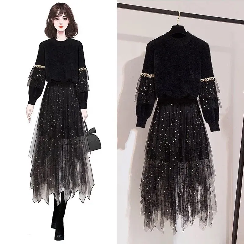 Starry Faux Fur Sweater