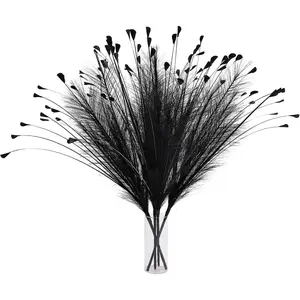 Black Pampas Grass Decor 4pcs 25 Inch Faux Pampas Grass , Artificial Pampas for Boho Home Decor, Table Decorations ,Wedding Centerpieces & Vase Filler