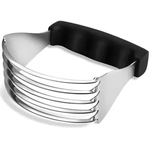 Large Pastry Cutter Tool, Top Professional Stainless Steel Pastry Blender, Heavy Duty Dough Blender, Dishwasher Safe Black Baking Supplies Baking Tools