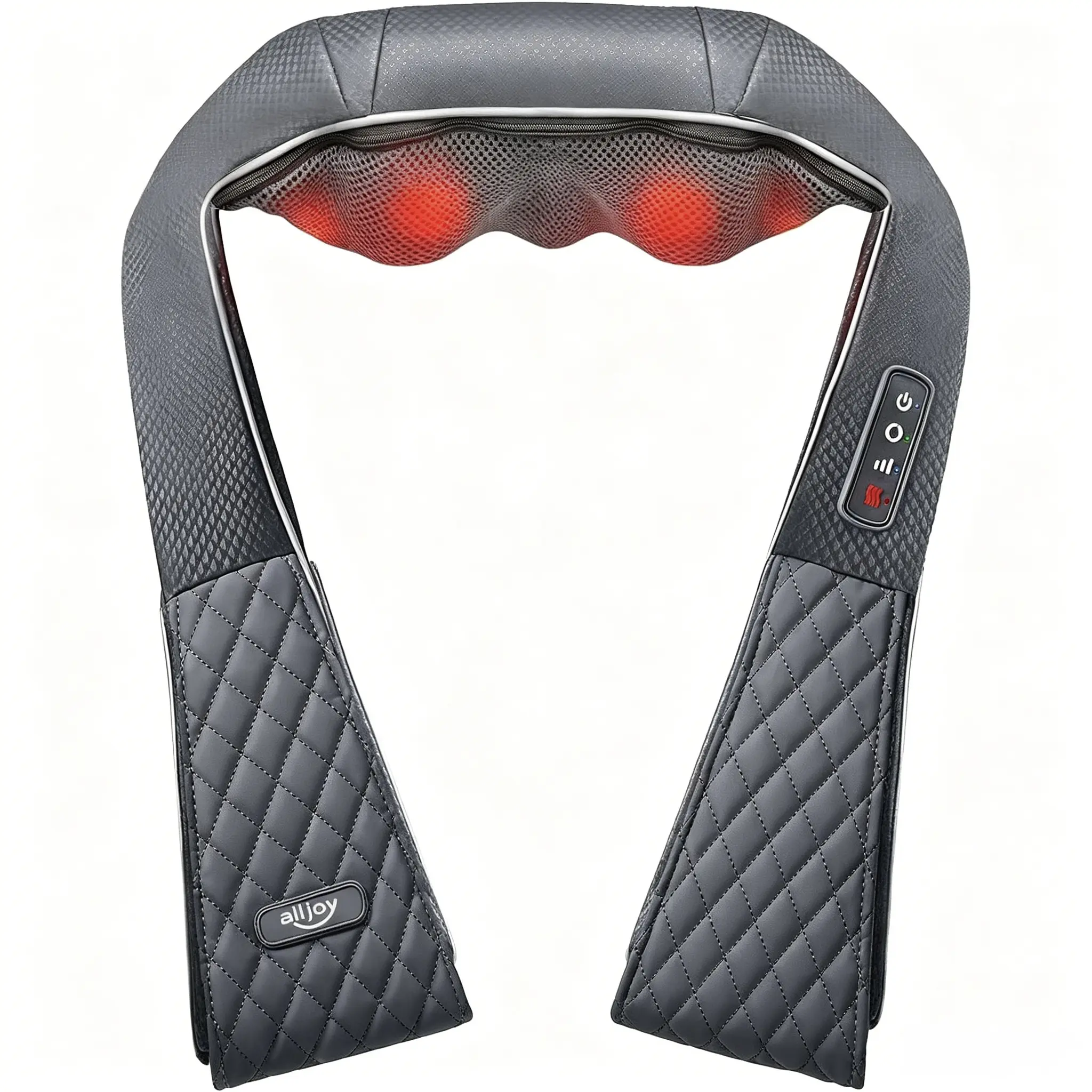 ALLJOY Cordless Neck & Back Massager - Rechargeable Shiatsu Heat Massage Device with Vibration, Battery-Operated Deep Tissue Pain Relief, Portable Personal Care Gift for Adults, Heat Massage Devices, Shiatsu Massage Devices