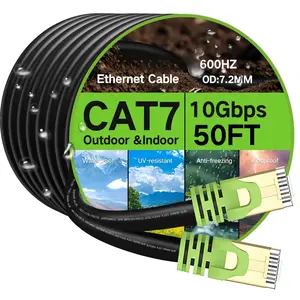 Outdoor  7 Ethernet  200ft, 26AWG Heavy-Duty Cat7 Networking Cord Patch  RJ45 Transmission Speed 10GbpsTransmission Bandwidth 600Mhz LAN Wire  SFTP  Direct Burial (200FT)...