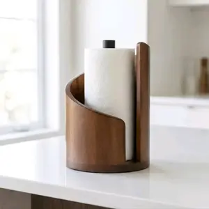 Mountain Wooden Paper Towel Holder 2026 New Mango Wood Stand with Iron Base No Assembly Fits Standard Jumbo Mega Rolls Natural Premium Wood