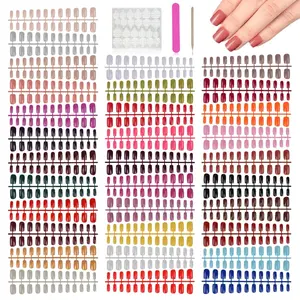 EBANKU 769PCS Assorted Colored Fake Nails Medium Length Press on Nails Short Square French False Full Nail Tips Acrylic Nail for Women Girls