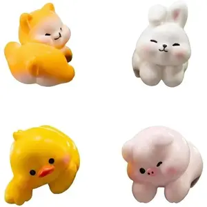 4PS Set of Cute Animal-Themed Computer Monitor Decorations, Fun 3D Resin Animal Sculptures, Suitable for car Center Console Screens, TVs, and Photo Frames