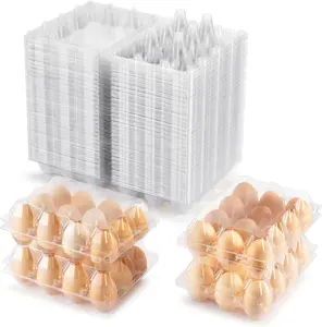 100 Packs Egg Cartons  BulkPlastic for 12 Eggs, Clear Egg Cartons 3 * 4 GridsPerfect for Refrigerator Chicken Farm Markets Commercial Business Market Display