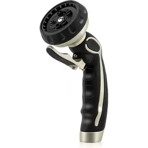RESTMO Hose Nozzle with Easy Self-Lock Trigger, Heavy Duty Metal Water Hose Sprayer with 9 Spray Patterns and On/Off Valve, Ideal for Outdoor Lawn & Garden Watering, Car & Pet Washing