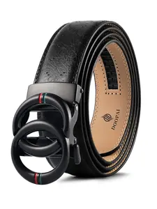 Men's Ratchet Dress Belt - Adjustable 1 3/8" Genuine Leather, Size Length Can Be Cut, With Gift Box