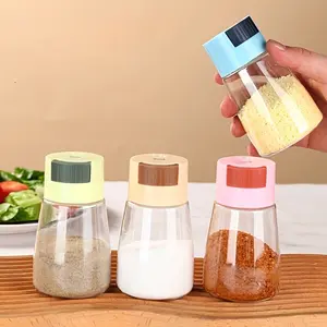 4pcs Pressure Type Salt Shaker Set, Salt Pepper Shakers, Precision Spice Container, Sealed Moisture Proof, Kitchen Storage Bottles, Furniture Food Preserving