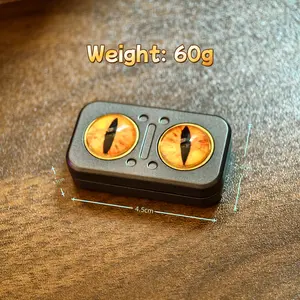 Owl Gyro Push Card Zinc Alloy Compact Portable EDC  Push Slider ASMR Stress   Metal Snap Coin with Orange/Green/Blue Eyes, anxiety relief  , fidgets for school, creative finger toy