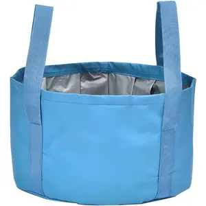 Foldable Washing Basin, Portable Travel Outdoor Collapsible Bucket Foot Soak Bucket Heat Preservation Waterproof (Blue)